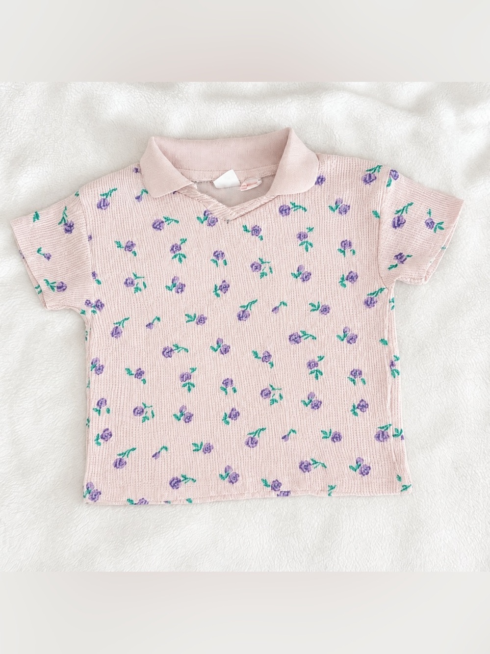 Zara kids 3-4 years floral top in light pink with purple flowers